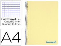Cuaderno espiral Liderpapel Wonder A4 tapa plástico 80h 90g c/5mm. color amarillo